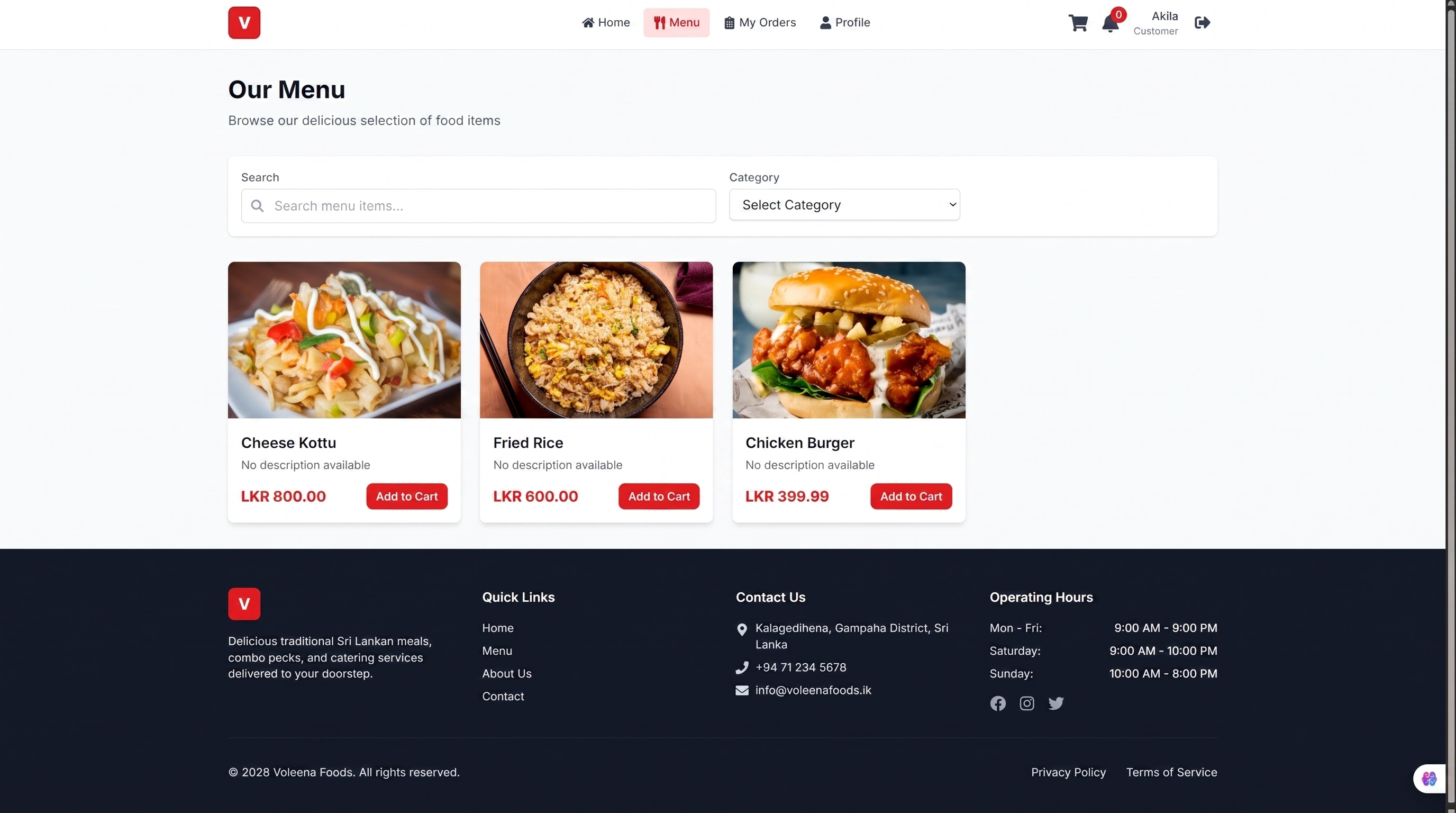 Web-Based Online Food Ordering System
